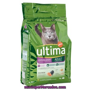 Ultima Alimento Para Gatos Adultos Esterilizados Rico En Salmón Bolsa 3 Kg