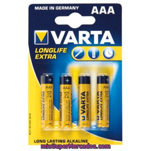 posterior cordura Corteza Varta pila alcalina aaa (lr3) blister 4 unidades, precio actualizado en  todos los supers