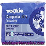 Veckia Compresa Ultra Con Alas Super Noche Bolsa 10 Unidades