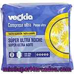 Veckia Compresa Ultra Con Alas Tacto Algodón Super Noche Bolsa 10 Unidades