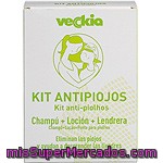 Veckia Kit Antipiojos Con Champú Frasco 200 Ml + Loción Frasco 200 Ml + Lendrera