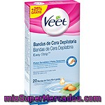 Veet Bandas De Cera Fría Depilatoria Piel Sensible Caja 16 + 4 Uds