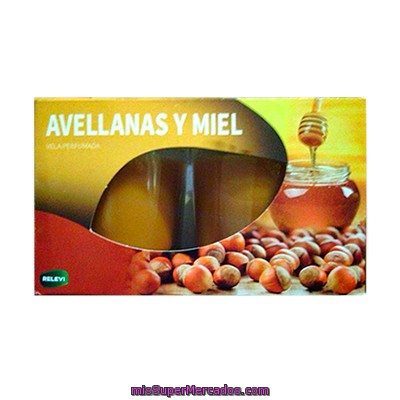 Vela Perfumada Vaso Cristal Aroma Avellanas Y Miel, Relevi, Caja 2 U