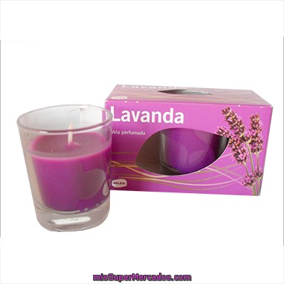 Vela Perfumada Vaso Cristal Aroma Lavanda, Relevi, Caja 2 U