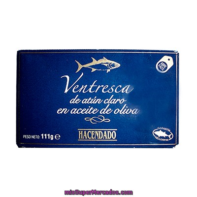 Ventresca Atun Claro Aceite Oliva, Hacendado, Lata 111 G Escurrido 78 G