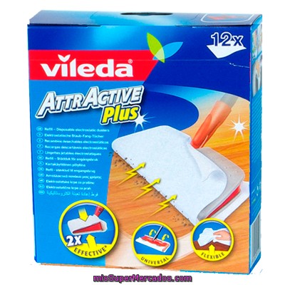 Vileda Attractive Plus Recambio De Mopa Caja 12 Unidades