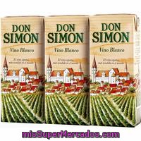 Vino Blanco Don Simon Pack Mini Brik 3 Unidades De 200 Mililitros