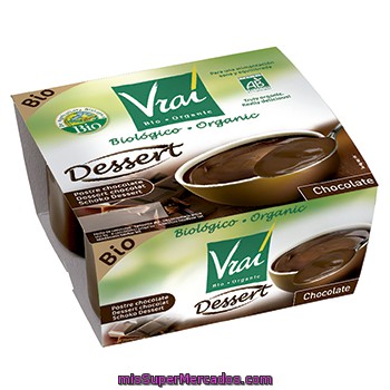 Vrai Dessert Postre De Chocolate Biológico Pack 4 Unidades 115 G