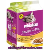 Whiskas Platitos Del Día Selección De Variedades De Carnes Blancas En Salsa Pack 6 Bolsa 50 G