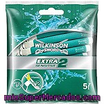 Wilkinson Extra Ii Maquinilla De Afeitar Desechable Sensitive + Vitamina E Bolsa 5 Unidades
