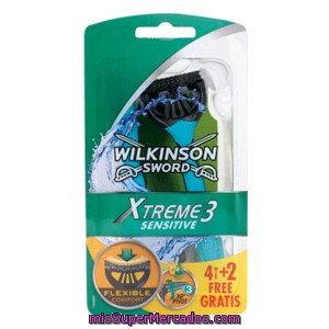 Wilkinson Maquinilla Desechable Extreme 3 Sensitive Bolsa 6 Unidades