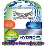 Wilkinson Recambio Maquinilla De Afeitar Hydro 5 Sensitive Estuche 8 Unidades