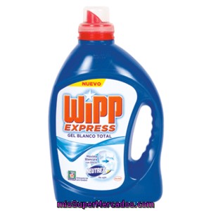 Wipp Express Detergente Máquina Líquido Gel Blanco Total Botella 29 Lv