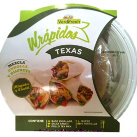 Wrap Texas Mezcla, Enrolla Y Disfruta Fresco / Caliente (contiene Base Ensalada, Salsa Ranchera, Pollo Texas, Queso Y 4 Tortitas), Verdifresh, Tarrina 300 G
