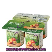 Yogur Bifidus 0% Con Trozos De Melocotón Y Zumo Demaracuya Carrefour 4x125 G.