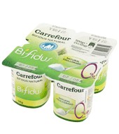 Yogur Bífidus 0%natural Edulcorado Carrefour Pack De 4x125 G.