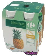 Yogur Bífidus Líquido 0% Piña Carrefour Pack 4x200 G.