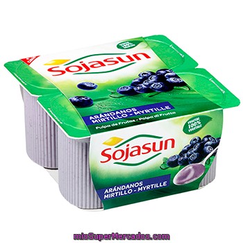 Yogur Con Arándanos Sojasun Pack De 4x100 G.