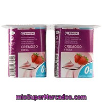 Yogur De Fresa Cremoso 0% Eroski, Pack 4x125 G