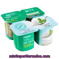 Yogur De Soja Natural Azucarado Eroski, Pack 4x125 G