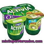 Yogur Desnatado Con Kiwi Danone - Activia Pack De 4x125 G.