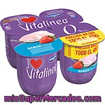 Yogur Desnatado Sabor Fresa 0% Materia Grasa Y Azucares Añadidos Vitalinea De Danone 4 Unidades De 125 Gramos
