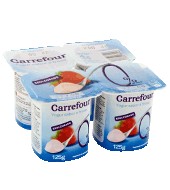 Yogur Desnatado Sabor Fresa Carrefour Pack De 4x125 G.