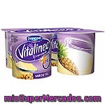 Yogur Desnatado Sabor Piña 0% Materia Grasa Y Azucares Añadidos Vitalinea De Danone 4 Unidades De 125 Gramos