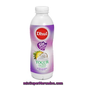 Yogur Líquido Con Sabor A Piña Y Coco Sin Lactosa Dhul 700 Gramos