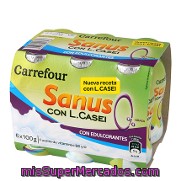 Yogur Líquido Sanus Natural 0% + L.casei Carrefour Pack 6x100 G.