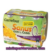 Yogur Líquido Sanus Sabor Mango 0% + L.casei Carrefour Pack 6x100 G.