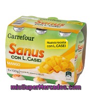 Yogur Líquido Sanus Sabor Mango + L.casei Carrefour Pack 6x100 G.
