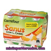 Yogur Líquido Sanus Sabor Naranja + L.casei Carrefour Pack 6x100 G.