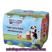 Yogur Líquido Semidesnatado Con Zumo De Frutas Carrefour Kids Pack 6x100 G.