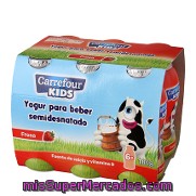 Yogur Líquido Semidesnatado De Fresa Carrefour Kids Pack 6x100 G.