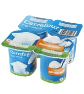 Yogur Natural Azucarado Carrefour Pack De 4x125 G.