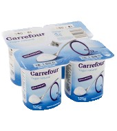 Yogur Natural Desnatado Edulcorado Carrefour Pack De 4x125 G.