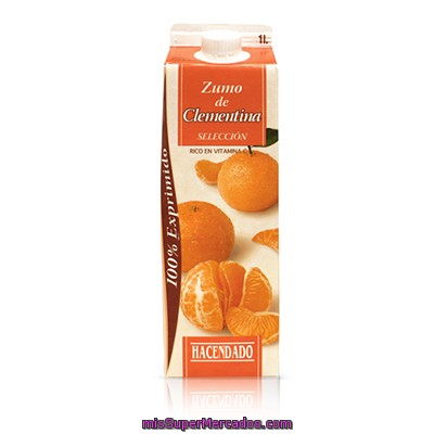 Zumo Mandarina Clementina Seleccion Refrigerado, Hacendado, Brick 1 L