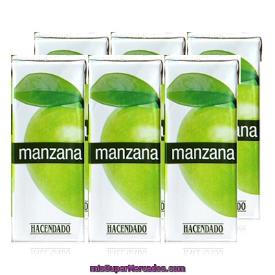 Zumo Manzana, Hacendado, Minibrick 6 X 200 Cc - 1200 Cc