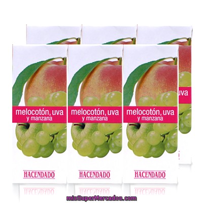 Zumo Melocoton Uva Manzana, Hacendado, Minibrick 6 X 200 Cc - 1200 Cc