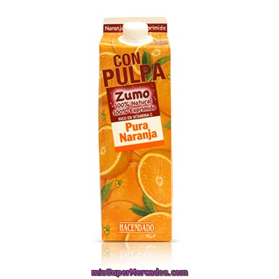 Zumo Naranja 100% Exprimida Con Pulpa, Hacendado, Brick 1 L