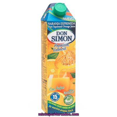 Zumo naranja exprimida con pulpa gran selección, don simon Zumo naranja exprimida con pulpa gran selección, don simon