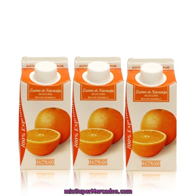 Zumo Naranja Seleccion Refrigerado, Hacendado, Minibrick 3 X 330 Cc - 990 Cc