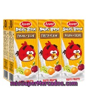 Zumos De Fruta + Leche Tutti Frutti Angry Birds Juver Pack 6x200 Ml.